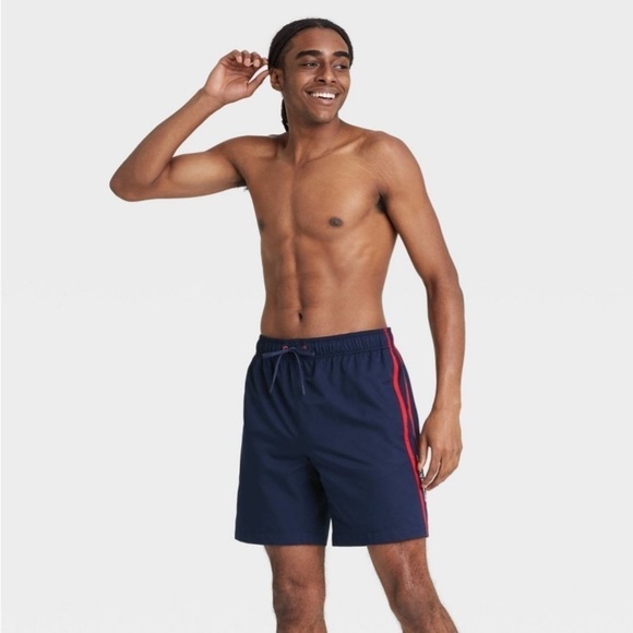 Speedo Men's 8" Striped Swim Trunks -
Navy M - Picture 3 of 4